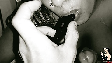 Paty Angel giving a blowjob to the married boss's dick