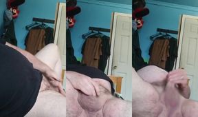 Chubby Daddys Small Hairy Cock Gushes Wild Solo Cumshot