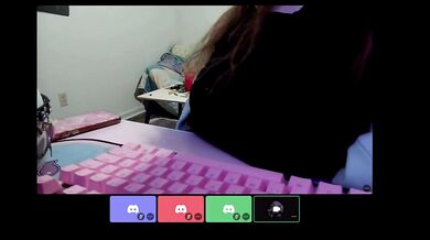 Teasing my step-brother's friends on Discord then fingering myself under the table