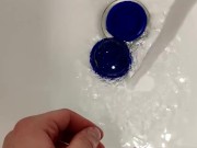 Washing weed grinder and my cock at same time to save water