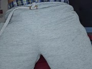 Rasta tattooed guy jerking off oiled up, two hands masturbation, cumming hard