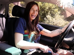 Matilda Mae loves masturbating in the car using anything