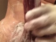 Bath time soapy hole fun with curious frat guy