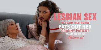 18 Year Old Nurse Rose Eats Out her 75 Year Old Granny Patient Lisa