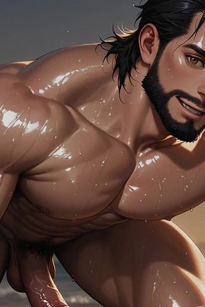 Muscle Guys on Beach Ai Porn