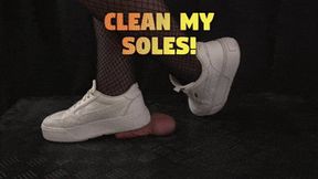 Using your Cock and Balls to Clean My Soles in White Puma Sneakers (Close Version) - TamyStarly - Cock Balls Crush Trample, Shoejob, CBT, Trampling, Bootjob, Stomping