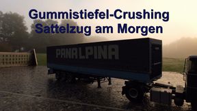 Rubber boot crushing truck in the morning

Gummistiefel Crushing Truck am Morgen
