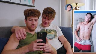 Two dominant lads are having their way with a twink
