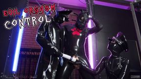 Evil orgasm control with Latex Officers | GIMP | rubber | slave | chastity