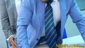 Classy hunk Malek Tobias anal drilled by sexy businessmen