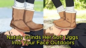 Ugg Boot Domination - Nataly Grinds Her Soft Uggs Into Your Face Outdoors | Trampling