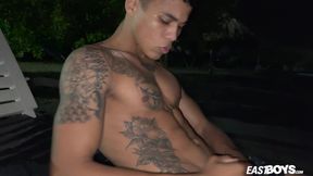 Muscle Latino boy Lucian Reed shows off his hot body