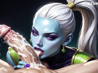 Vados from Dragon Ball, babe with a large butt and a oral (AI Generated)