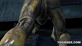 Sexy 3D cartoon alien babe fucked hard by a martian