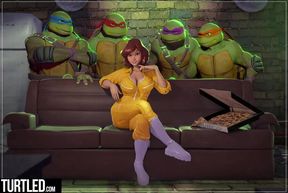 Reporter April Fucked by Teenage Mutant Ninja Turtle