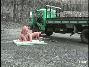 Muscular police gay gets his asshole fisted and fucked by the car driver