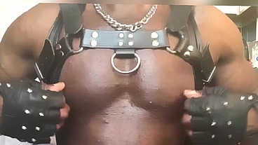 Verbal Leather Harness Freaky Black Muscle Tit Play