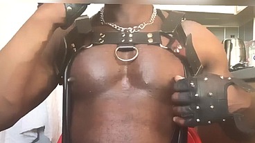 Verbal Leather Harness Freaky Black Muscle Tit Play