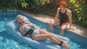 Bondage Stories #113: Drifting Helpless in Poolside Restraints