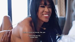 Tiny Thai MILF sways on BBC with passion