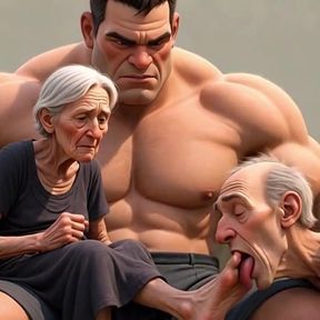Pathetic Cuckold Licks His Wife's Toes While She's in Bull's Arms - Foot Worship Humiliation