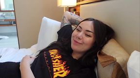 Busty Jazmine Jynx flaunts her plump & puffy pink pussy after labiaplasty