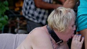 MATURE4K Weird blonde Diana loves a lot of cum from 2 strangers on her huge tits