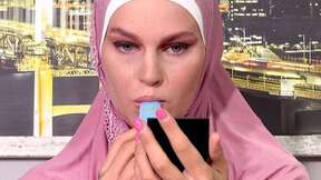 Pink hijab lady is doing some sexy selfie