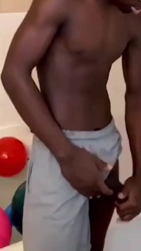 Swinging stroking my big black cock