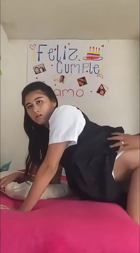 Homemade amateur hardcore with fat ass 18yo Latina student in uniform