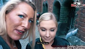 German lesbian real pick up date casting and fuck