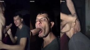 novinho pauzudo gozou na minha boca no quintal enquanto os outros estavam na sala