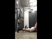 Humping my clothes full of piss and cumming with my weighted ball stretcher