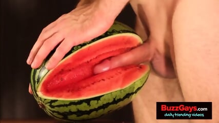 water melon cum - fucking a melon and cumming