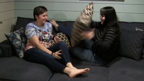 Raven and Anna couch play &amp; tickle feet pt1 LOW