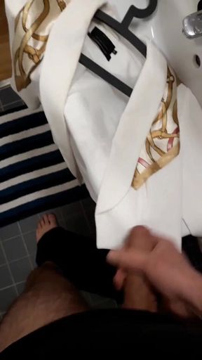 Cum on wifes white party jacket and silk scarf