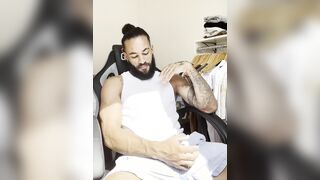 Molten tattoed mexican wank off big black cock
