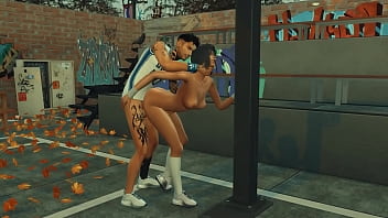 Teen fitness girl sucks big cock and gets doggystyle fucked