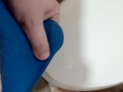 Havin a piss while hard & wearn bikini bottom