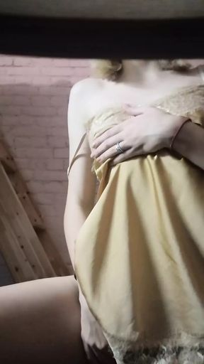 Close up homemade tender naked striptease