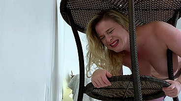 stepmom stuck and fucked in the patio furniture