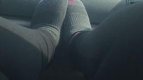 Passenger Princess Sock Tease – Soft Rubbing on the Dash