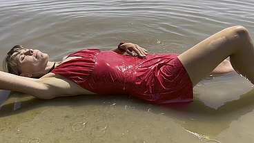 Wetlook Red Dress that 'floats' on water