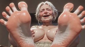 Elderly Granny Sensual Foot Oil Massage - Wants Tongue Between Her Toes