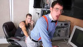 Hot Desk Jockeys: Geeky Twinks Fuck Wildly on Office Couch – 18+
