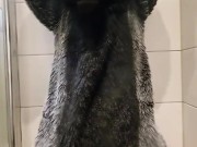 Ted up murrsuiter releaves himself after holding his piss for a long time