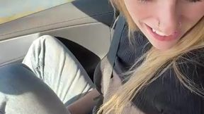 Busty blonde beauty teases with a sloppy blowjob
