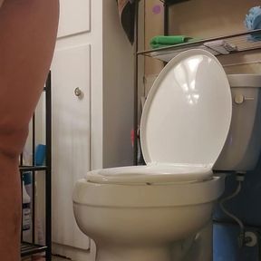 Big pierced dick jerk off in my bathroom