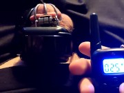 Sub uses a Shock Collar on his Dick while in Chastity