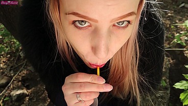 Public blowjob to my stepbrother - He cum in my mouth and I swallowed everything :)